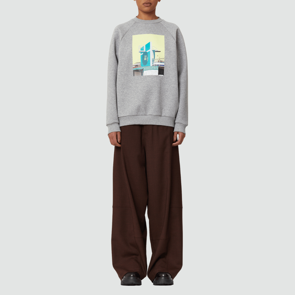 Plan C Graphic Crew Neck Sweatshirt in Granite Grey – International designer fashion boutique Australia Riada Concept Woollahra