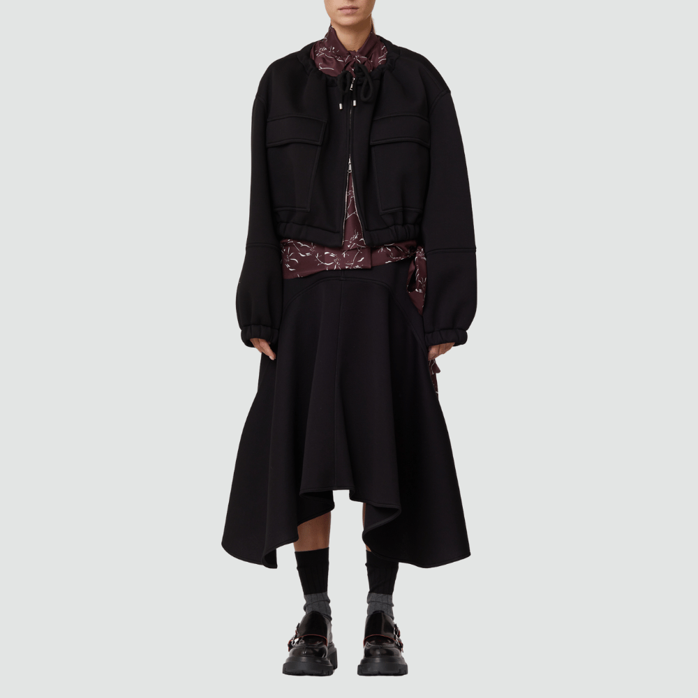 Plan C Hooded Crop Jacket in Black – International designer fashion boutique Australia Riada Concept Woollahra