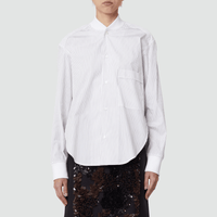 Plan C Long Sleeve Shirt in Brown and White Stripe – International designer fashion boutique Australia Riada Concept Woollahra