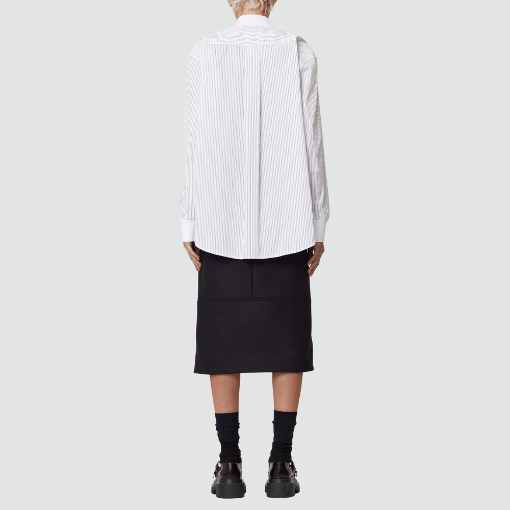 Plan C Long Sleeve Shirt in Brown and White Stripe – International designer fashion boutique Australia Riada Concept Woollahra