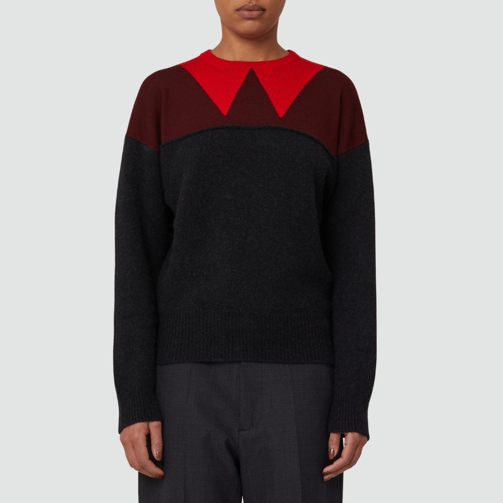 Plan C Long Sleeve Geometric Intarsia Crew Neck Sweater – International designer fashion boutique Australia Riada Concept Woollahra
