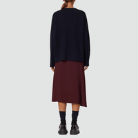 Plan C Long Sleeve Textured Merino Knit Sweater in Dark Blue – International designer fashion boutique Australia Riada Concept Woollahra