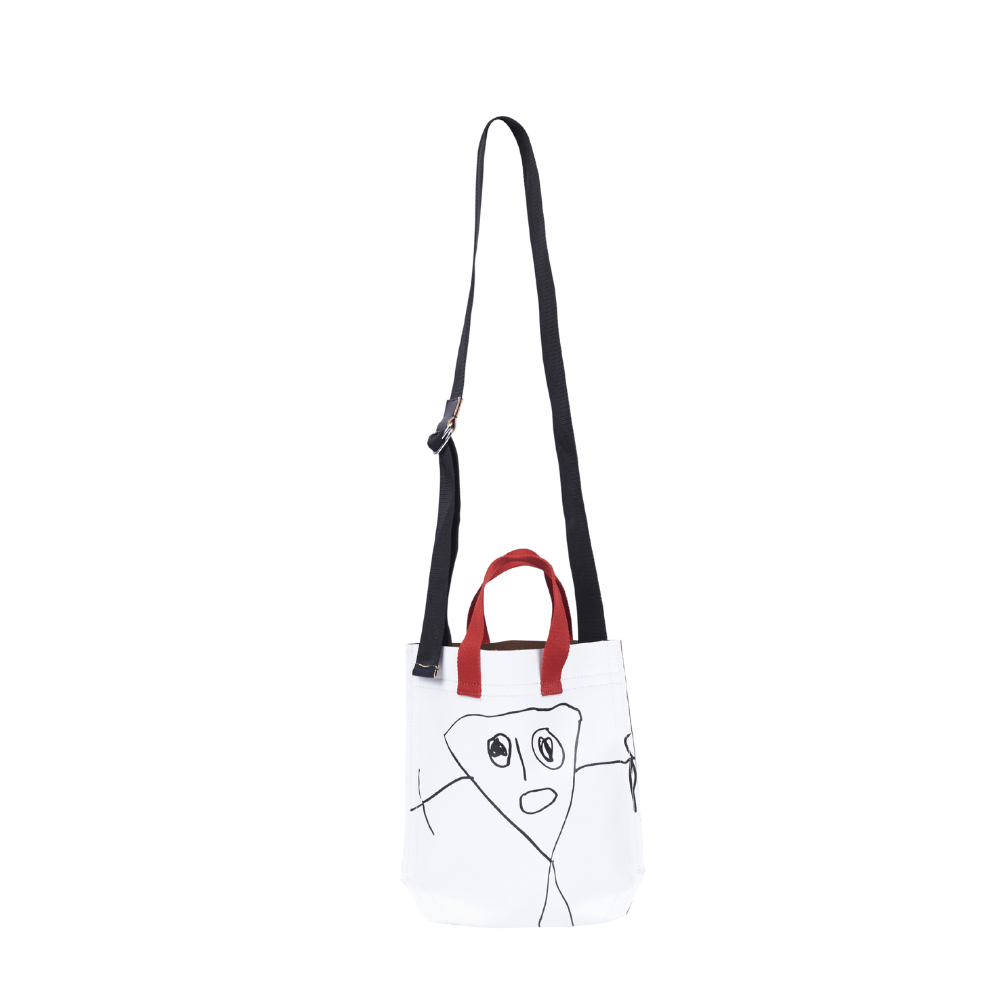 Plan C Mini Graphic Shopper Bag in Optical White – International designer fashion boutique Australia Riada Concept Woollahra