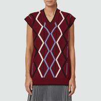 Plan C Rhombus Intarsia Vest in Burgundy – International designer fashion boutique Australia Riada Concept Woollahra