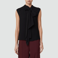 Plan C Sleeveless Tie-Neck Tank Top in Black – International designer fashion boutique Australia Riada Concept Woollahra