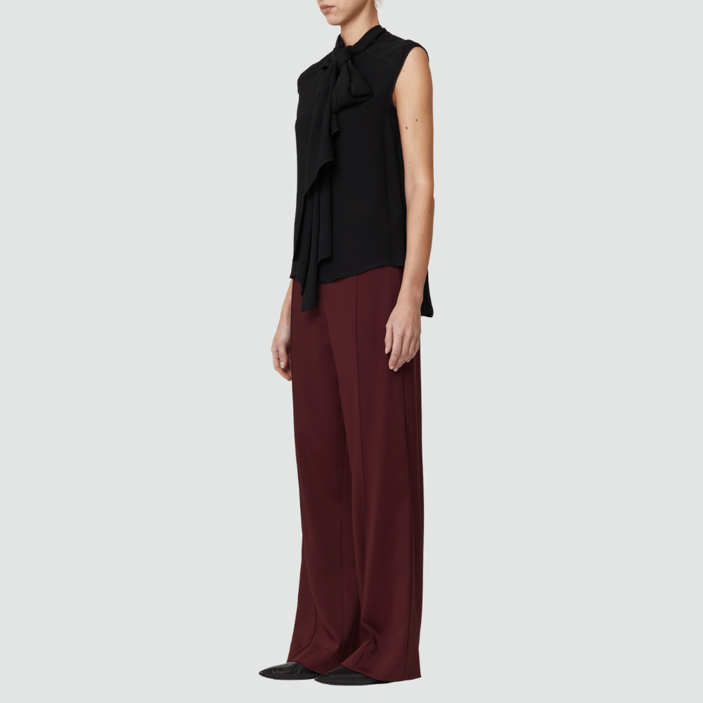 Plan C Sleeveless Tie-Neck Tank Top in Black – International designer fashion boutique Australia Riada Concept Woollahra