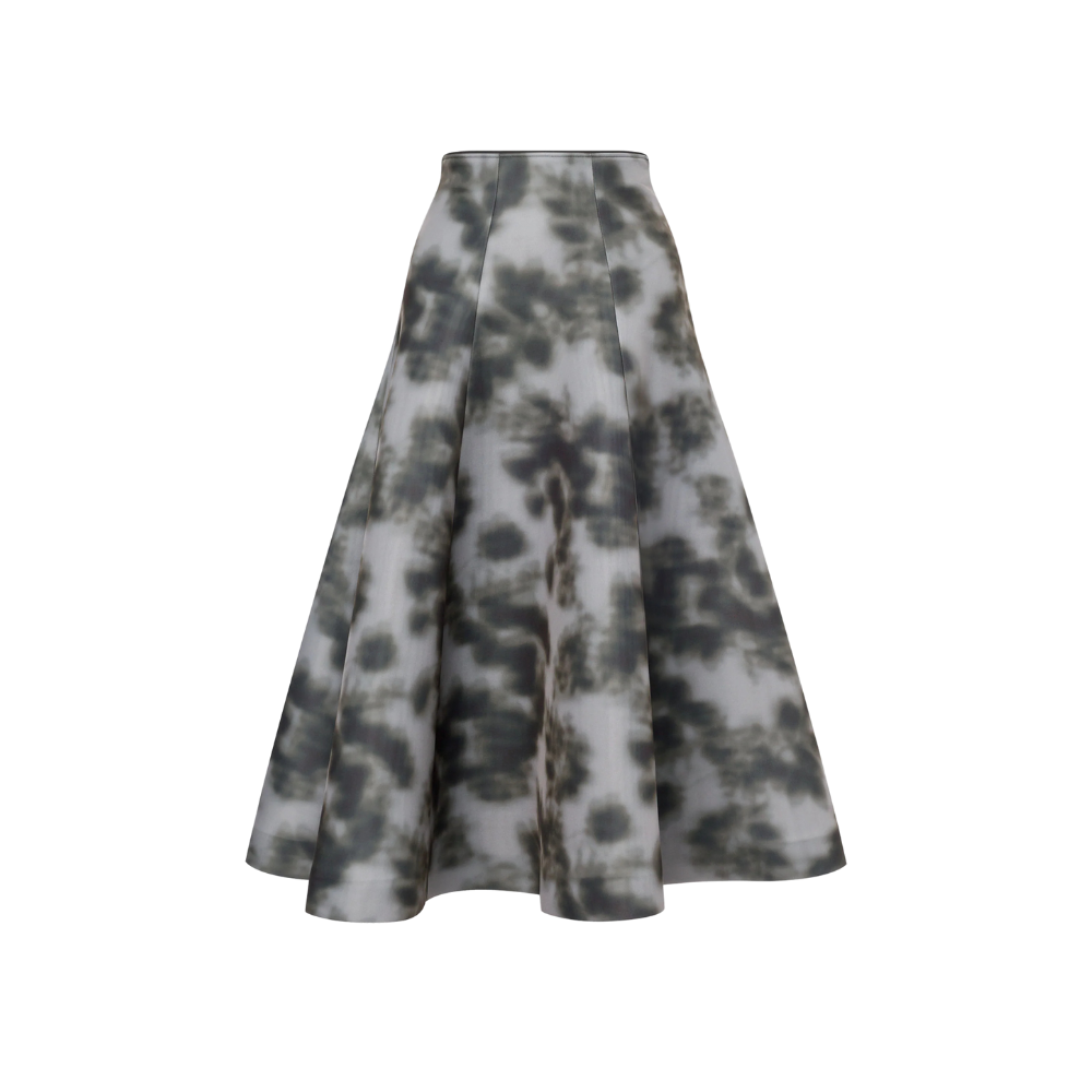 Printed Light Scuba Skirt in Multi Grey