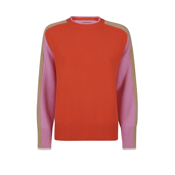 Sweater in Color Block Red Multi