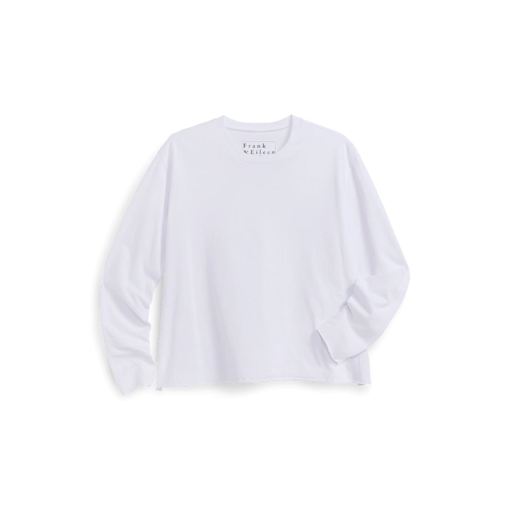 Frank & Eileen Quinn long-sleeve crewneck tee in white cotton jersey, front