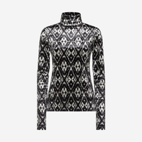 Pierre-Louis Mascia Ranat Velvet-Effect Turtleneck Top in Black Ikat Print PIERRE LOUIS MASCIA designer fashion online or in-store at Riada Concept, Sydney’s high-end fashion boutique in Australia.
