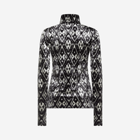 Pierre-Louis Mascia Ranat Velvet-Effect Turtleneck Top in Black Ikat Print PIERRE LOUIS MASCIA designer fashion online or in-store at Riada Concept, Sydney’s high-end fashion boutique in Australia.