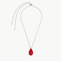 Plan C Vermilion Red Paper Pearl Necklace with adjustable silver-tone chain and drop pendant