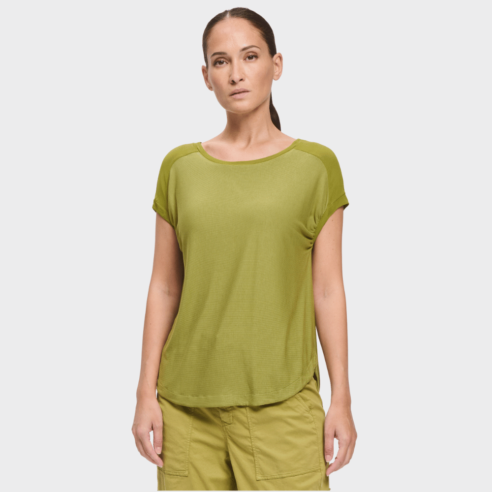 Transit Par Such relaxed contrast-panel cap sleeve T-shirt in bright olive green – front view
