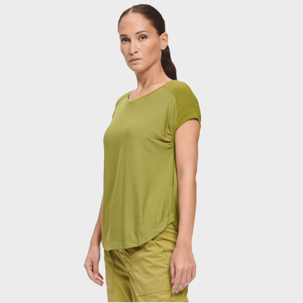 Transit Par Such relaxed contrast-panel cap sleeve T-shirt in bright olive green – side view 