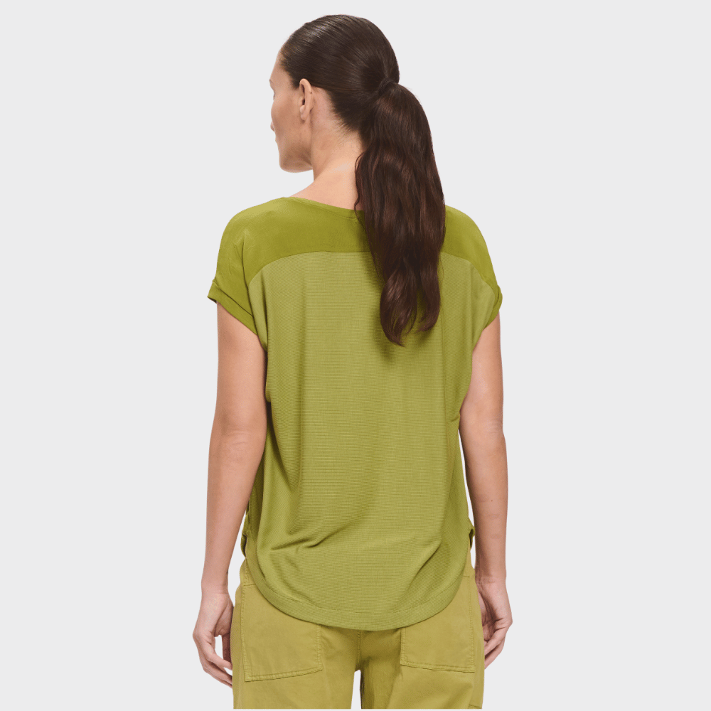 Transit Par Such relaxed contrast-panel cap sleeve T-shirt in bright olive green – back view 