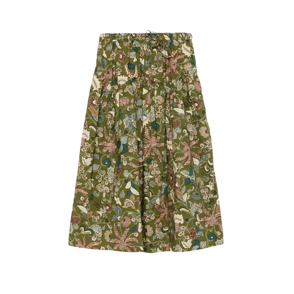 Ulla Johnson Rosen Tie Waist Pull-On Skirt in Lichen Green Print ULLA JOHNSON Designer fashion shop online and in store High End fashion boutique Sydney Australia Riada Concept