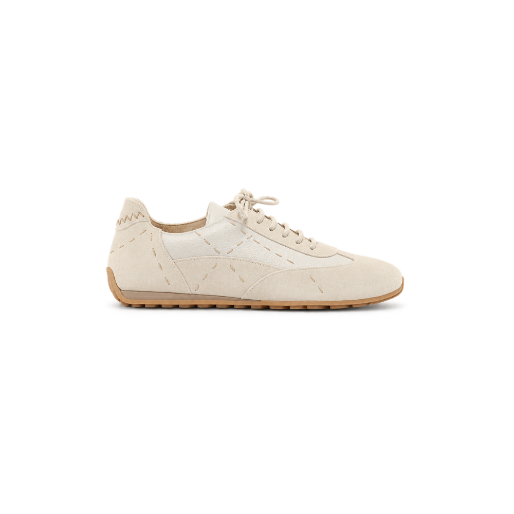 Henry Beguelin Leather & Suede Low-Top Sneaker in Gesso