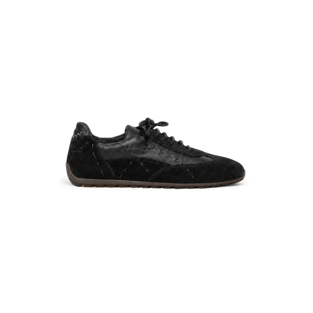 Henry Beguelin Leather & Suede Low-Top Sneaker in Nero
