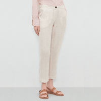 Massimo Alba Woman Sparus Cropped Linen Trousers in Beige MASSIMO ALBA WOMENS Designer fashion shop online and in store High End fashion boutique Sydney Australia Riada Concept