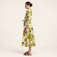 Sara Roka DRALLA Lime Floral Cotton Midi Dress – side view
