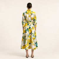 Sara Roka DRALLA Lime Floral Midi Shirt Dress – back model view