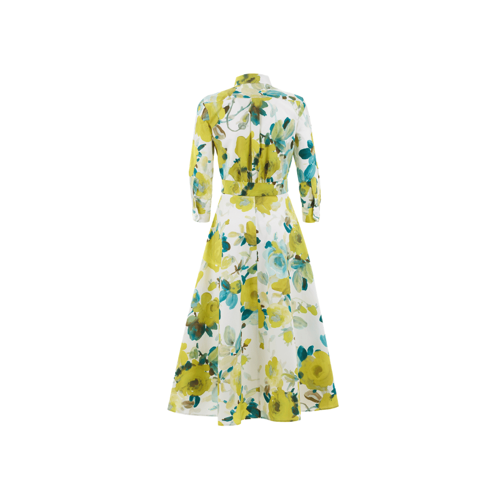 Sara Roka DRALLA Lime Floral Midi Shirt Dress – back view