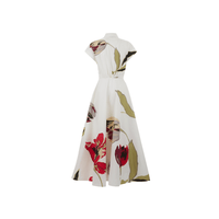 Sara Roka ELODIE Cotton Poplin Maxi Shirt Dress in Red Tulip Print – back view