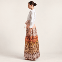 Sara Roka NEW YORK Feather Trim Wide Sash Belt in Light Blush - styled side view