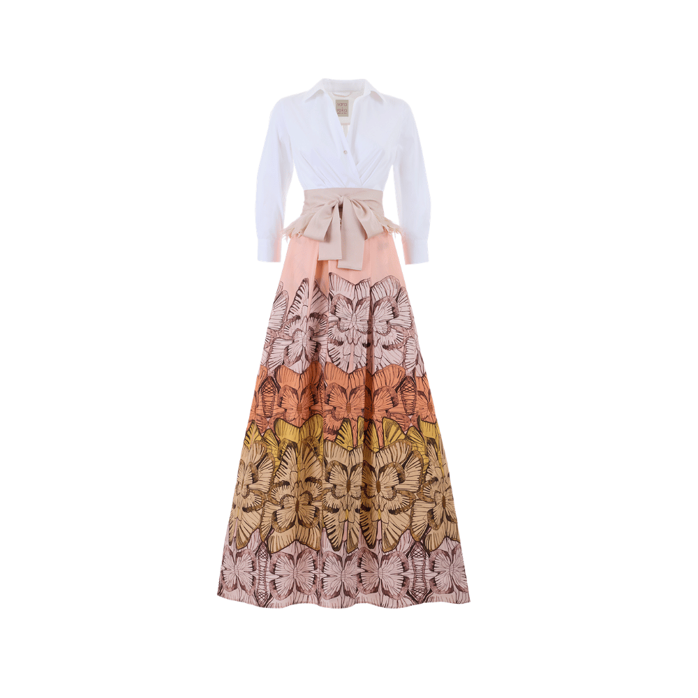 Sara Roka NEW YORK Feather Trim Wide Sash Belt in Light Blush - dress accessory