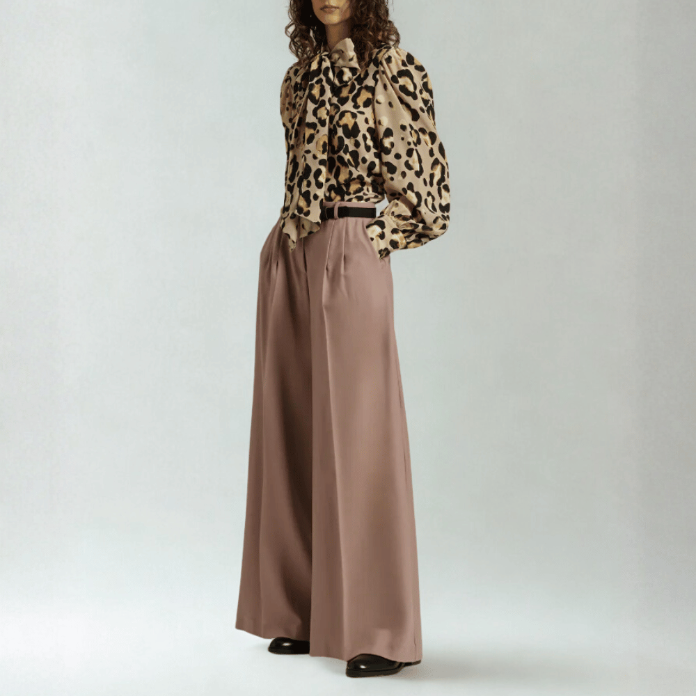 Sara Roka Angelica Blouse in Animalier international luxury fashion brands available at Riada Concept Woollahra, Sydney Australia and online