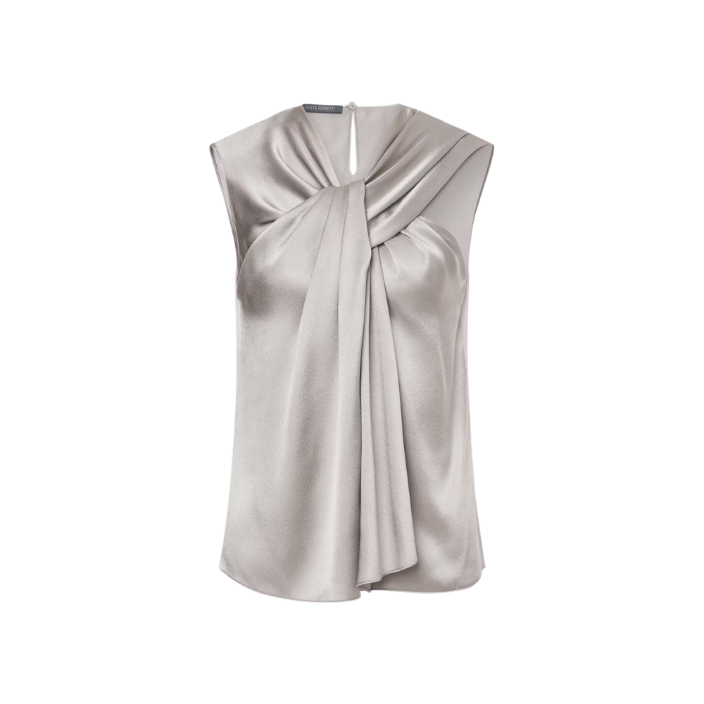 Satin Sleeveless Top in Grey