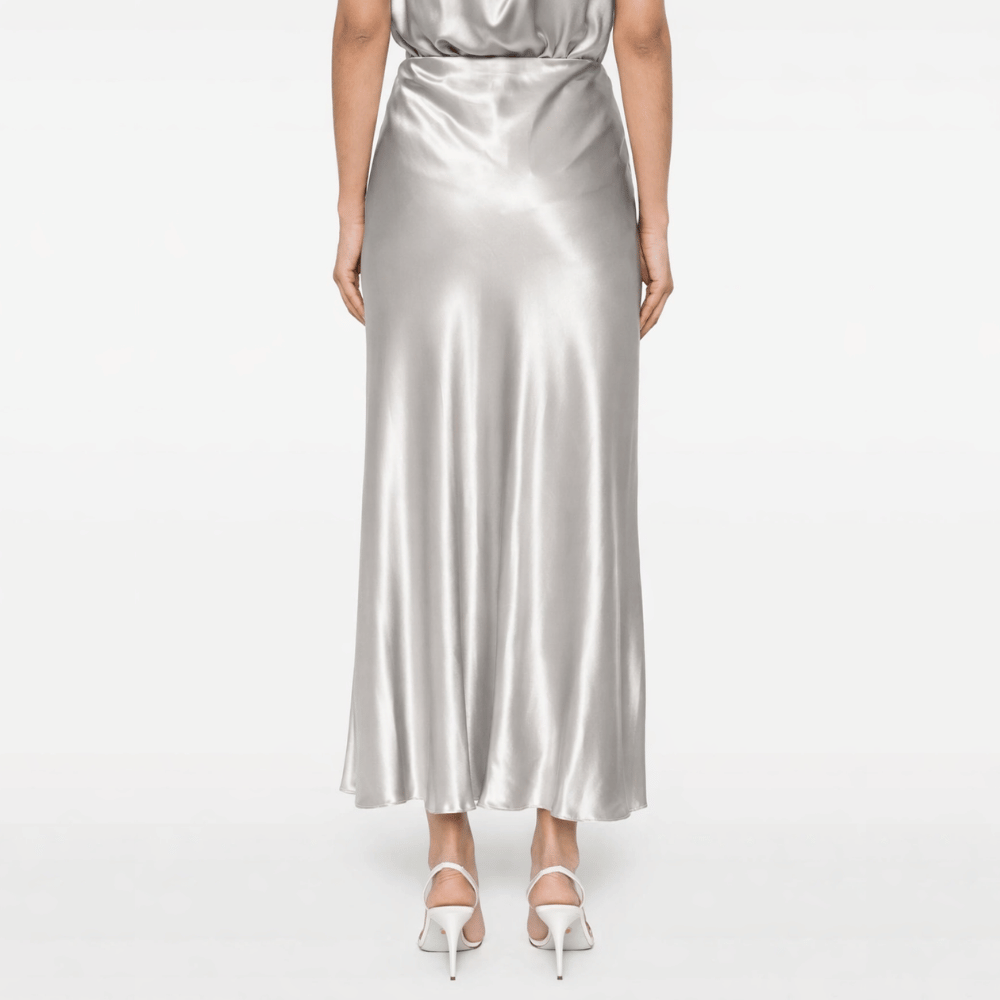 Alberta Ferretti Satin A-Line Midi Skirt in Ice – International designer fashion boutique Australia Riada Concept Woollahra