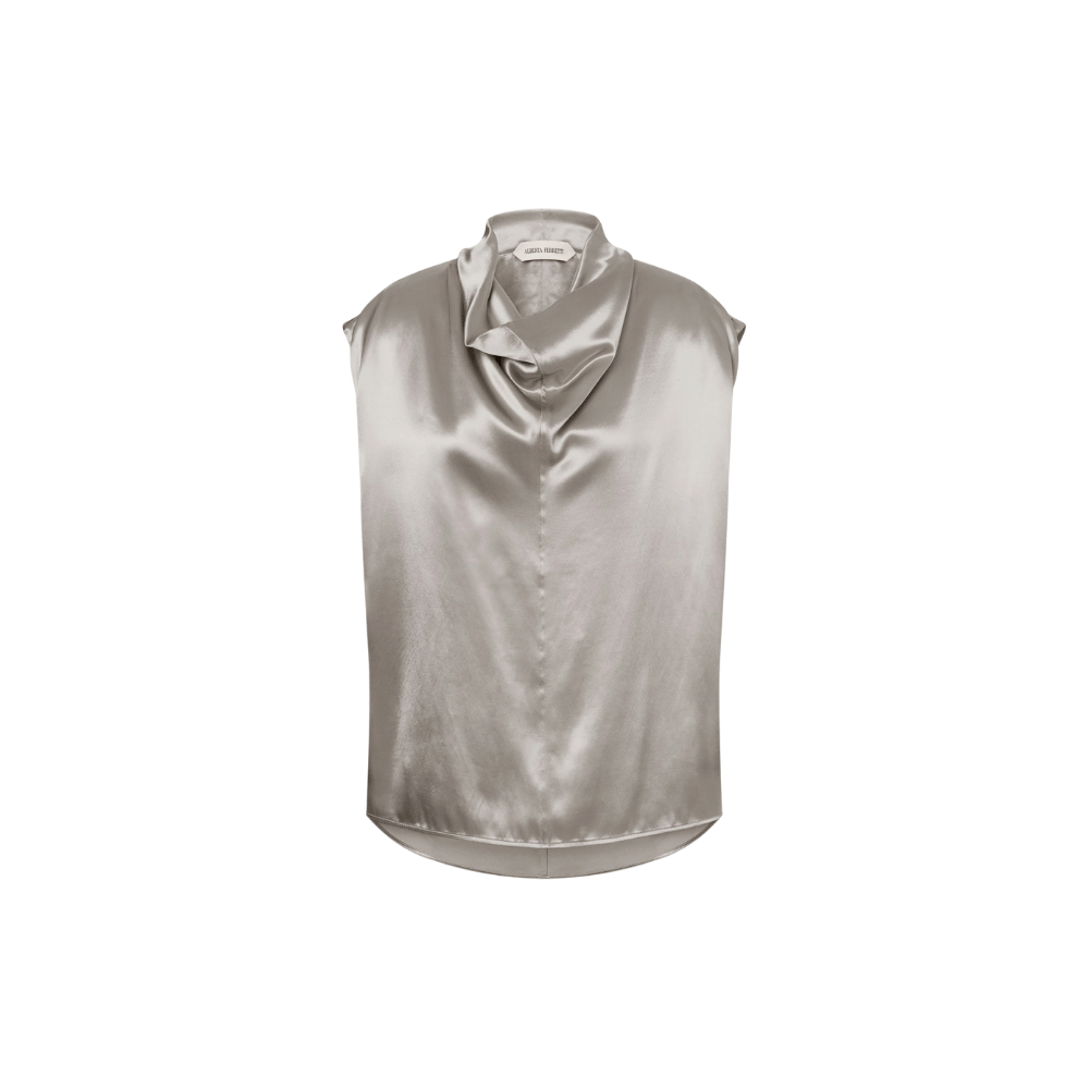 Alberta Ferretti Satin Cowl Neck Sleeveless Top in Ice - International designer fashion boutique Australia Riada Concept Woollahra