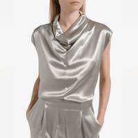 Alberta Ferretti Satin Cowl Neck Sleeveless Top in Ice - International designer fashion boutique Australia Riada Concept Woollahra