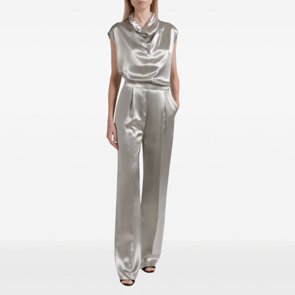 Alberta Ferretti Satin Cowl Neck Sleeveless Top in Ice - International designer fashion boutique Australia Riada Concept Woollahra