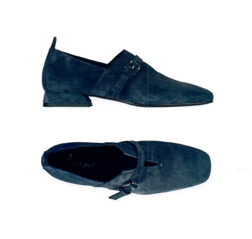 Ankle Strap Suede Loafers in Bluette