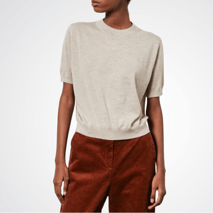 Twinsy Knit T-Shirt in Oat