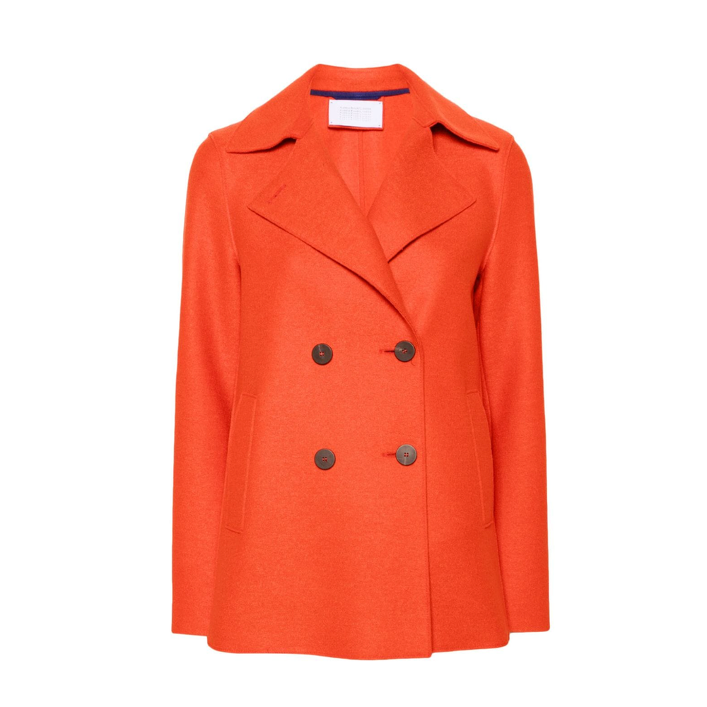 Women peacoat pressed wool in red orange