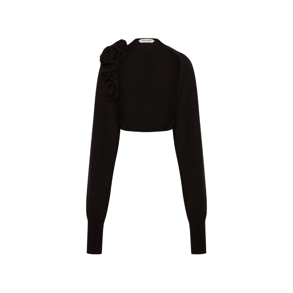 Alberta Ferretti Sculptural Floral Bolero Cardigan in Black - International designer fashion boutique Australia Riada Concept Woollahra