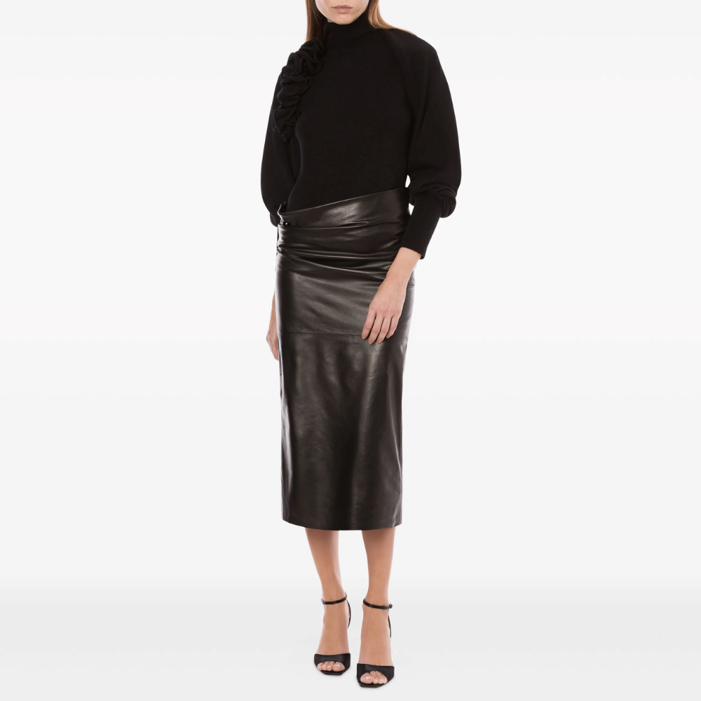 Alberta Ferretti Sculptural Floral Bolero Cardigan in Black - International designer fashion boutique Australia Riada Concept Woollahra