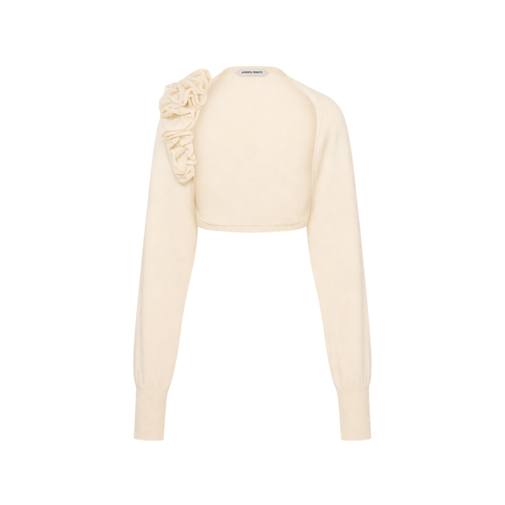 Alberta Ferretti Sculptural Floral Bolero Cardigan in Ivory - International designer fashion boutique Australia Riada Concept Woollahra