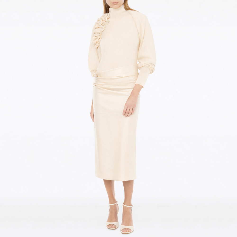 Alberta Ferretti Sculptural Floral Bolero Cardigan in Ivory - International designer fashion boutique Australia Riada Concept Woollahra