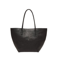 Henry Beguelin Shopper Large leather tote in black Old Iron lambskin, front view