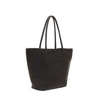 Henry Beguelin Shopper Large leather tote in black Old Iron lambskin, side view