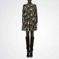 Ulla Johnson Simona Silk Long Sleeve Mini Dress in Nuit Nuit – luxury designer dress Australia – Riada Concept Woollahra