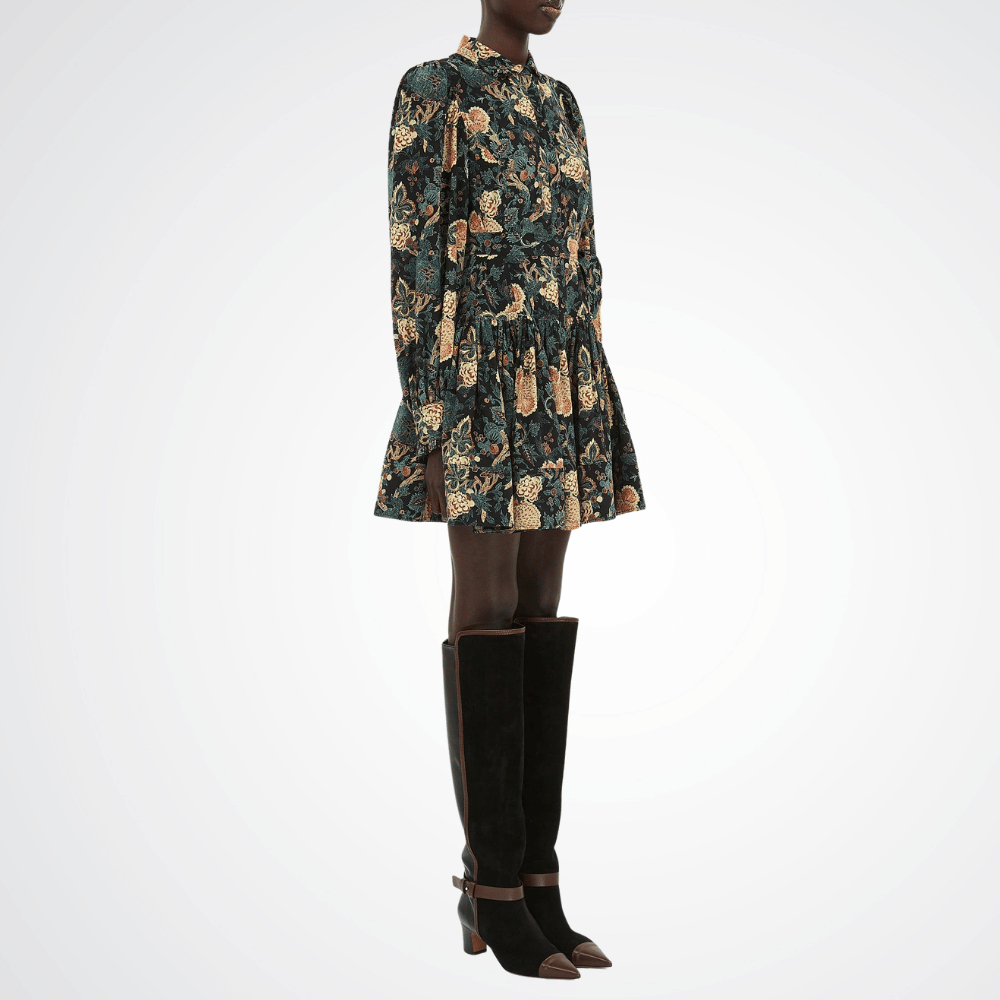 Ulla Johnson Simona Silk Long Sleeve Mini Dress in Nuit Nuit – luxury designer dress Australia – Riada Concept Woollahra