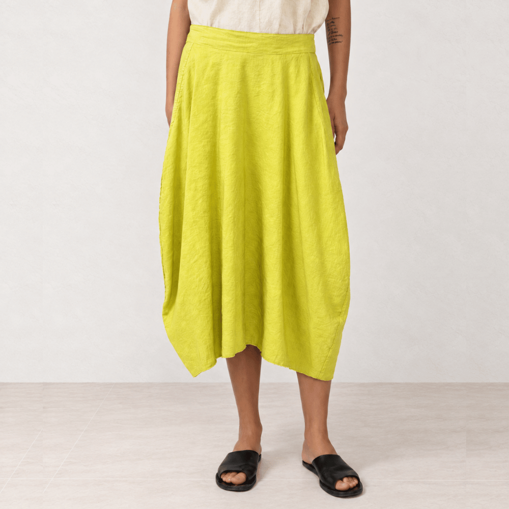 Hannoh Wessel JOCELYNE Linen Silk Cocoon Midi Skirt in Lime