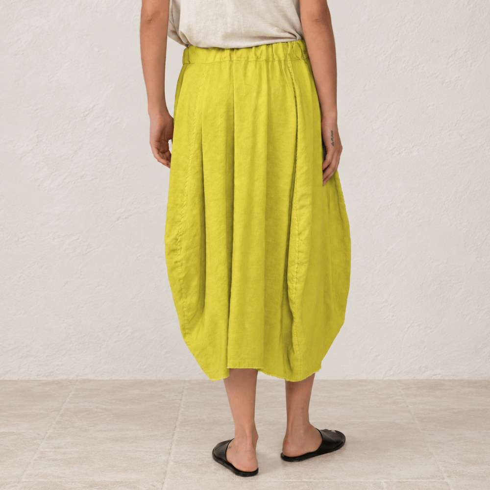 Hannoh Wessel JOCELYNE Linen Silk Cocoon Midi Skirt in Lime