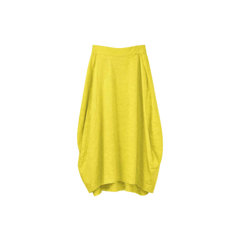 Hannoh Wessel JOCELYNE Linen Silk Cocoon Midi Skirt in Lime