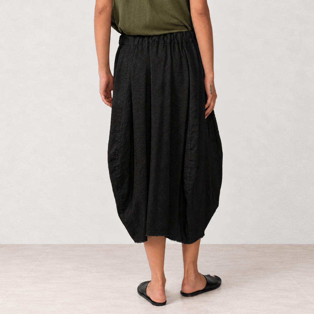Hannoh Wessel JOCELYNE Linen Silk Cocoon Midi Skirt in Black